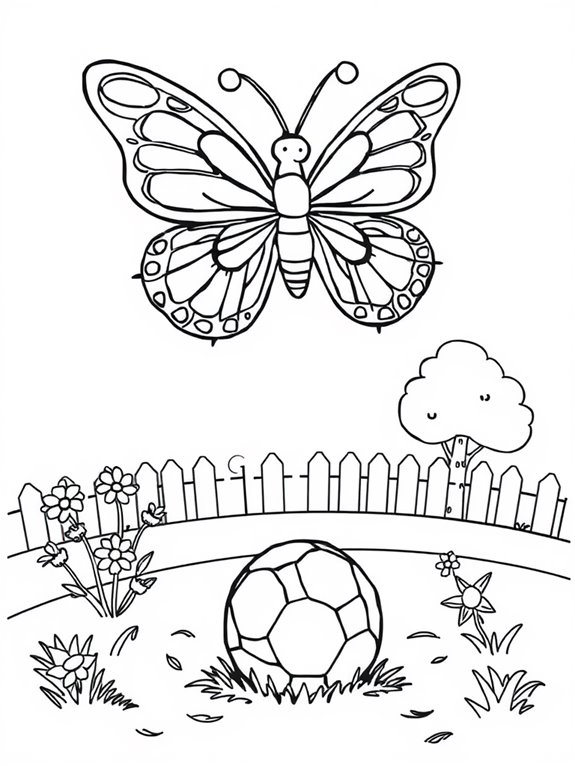 butterfly themed soccer coloring page