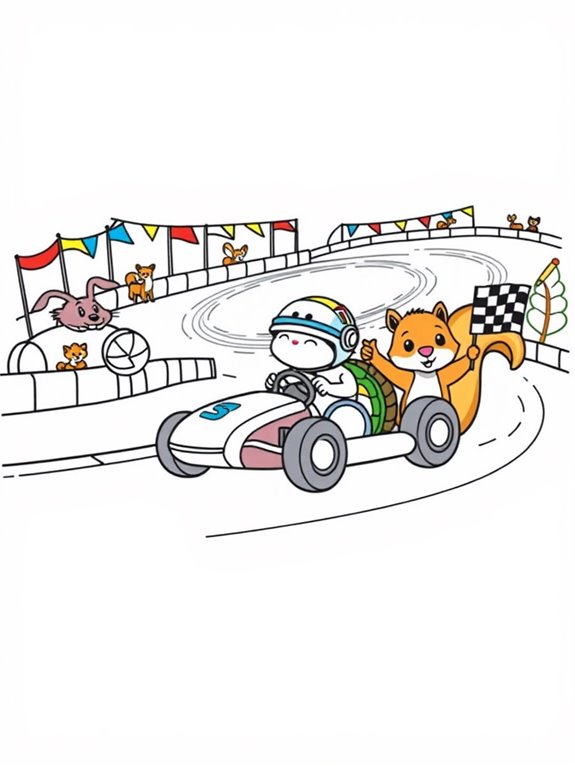 cartoon animals racing together