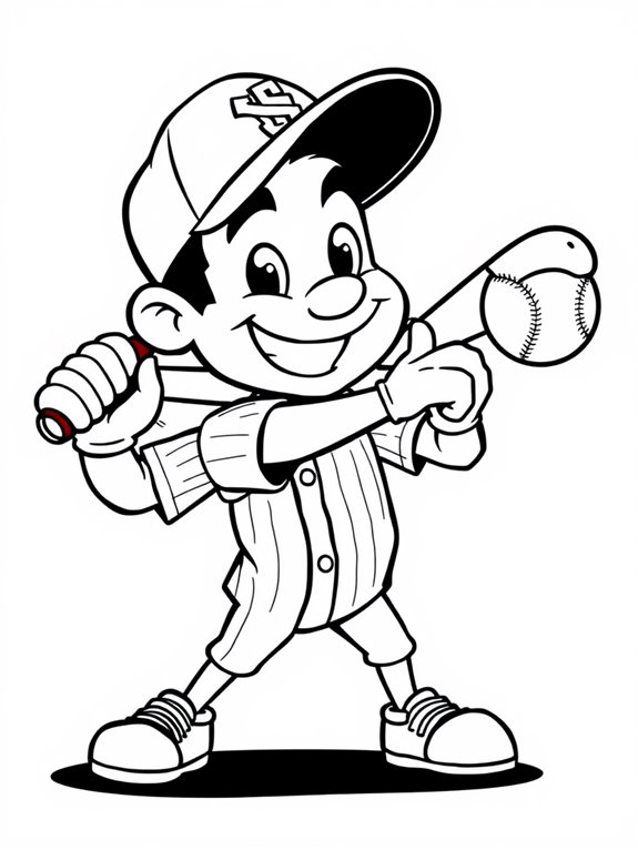 cartoon baseball character coloring page