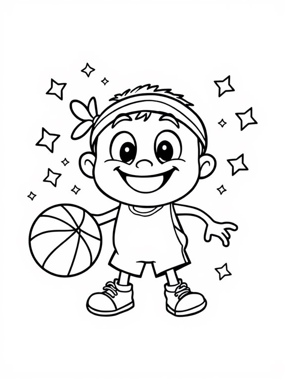 cartoon basketball character coloring