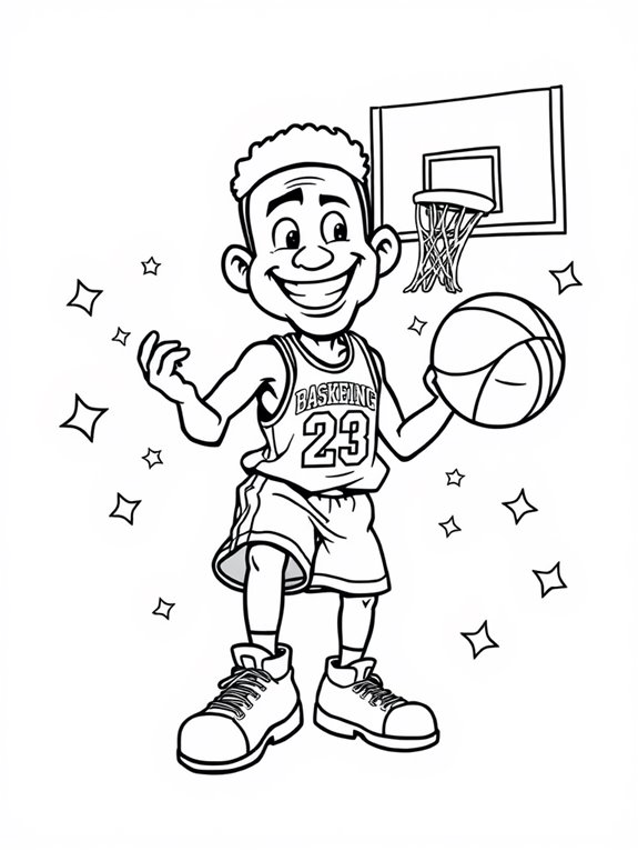 cartoon basketball player coloring