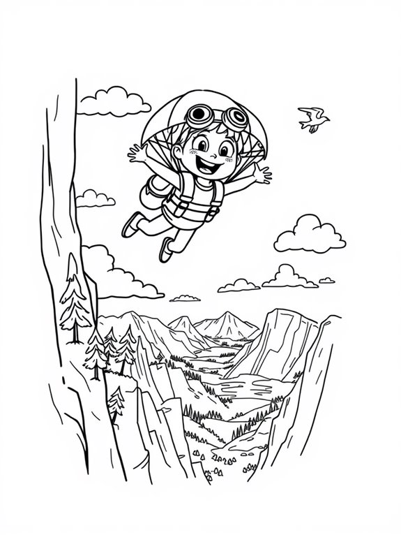 cartoon characters base jumping