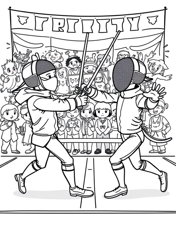 cartoon fencing fun activity