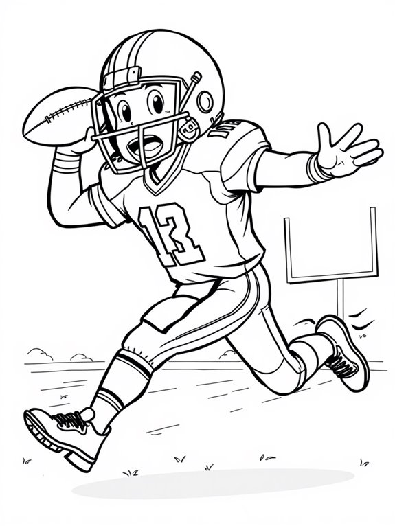 cartoon football quarterback coloring