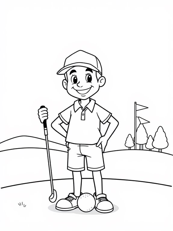 cartoon golfer coloring page