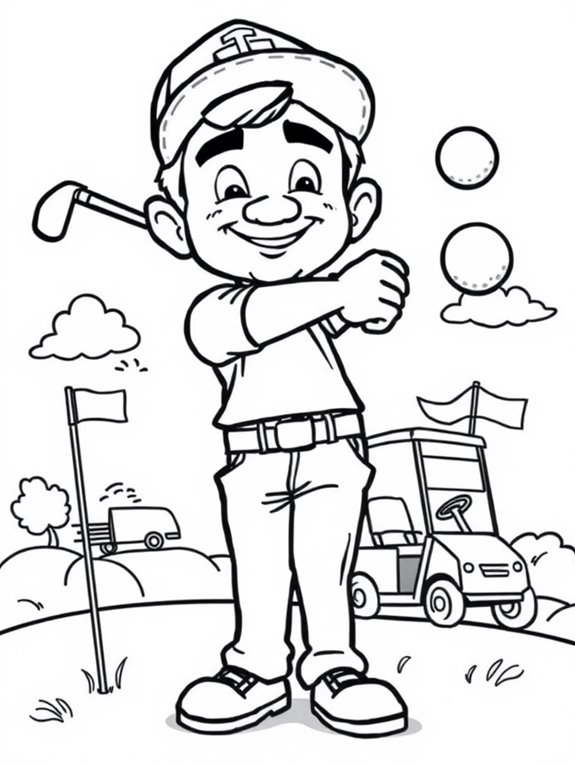 cartoon golfers coloring page