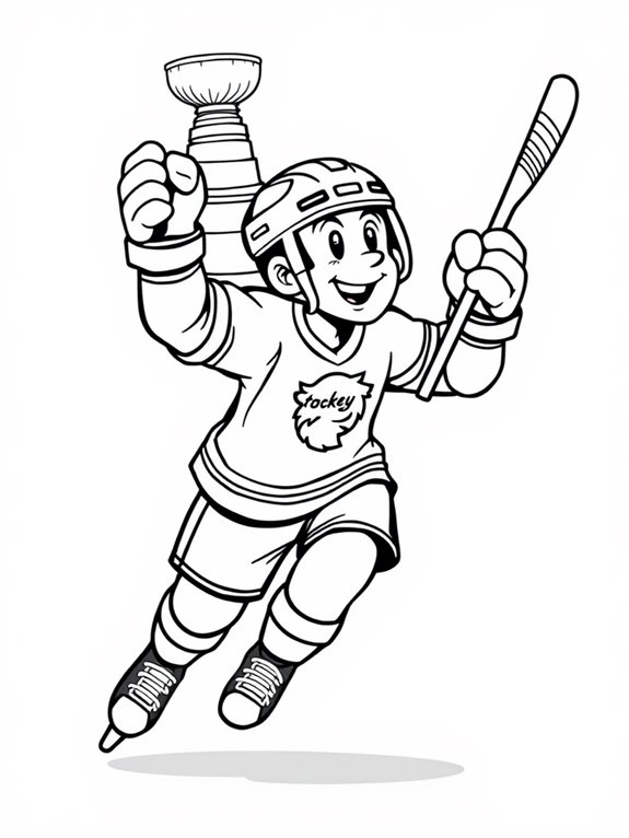 cartoon hockey player coloring page