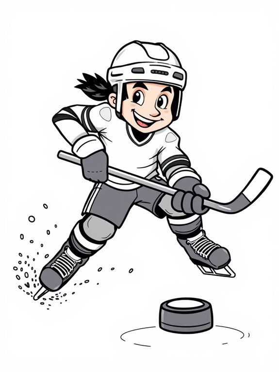 cartoon ice hockey coloring