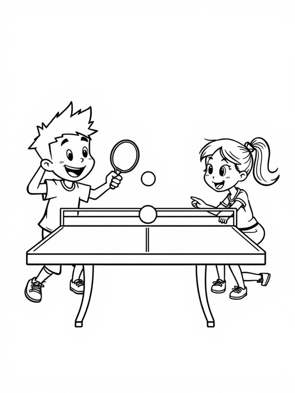 cartoon ping pong coloring page