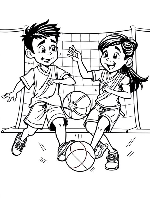 cartoon sepak takraw match