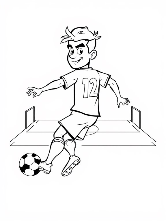 cartoon soccer player coloring page