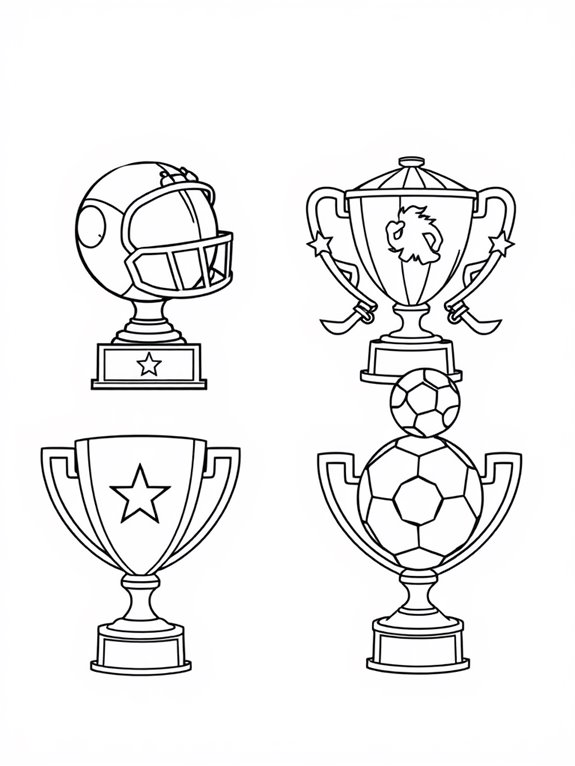 cartoon sports trophies coloring