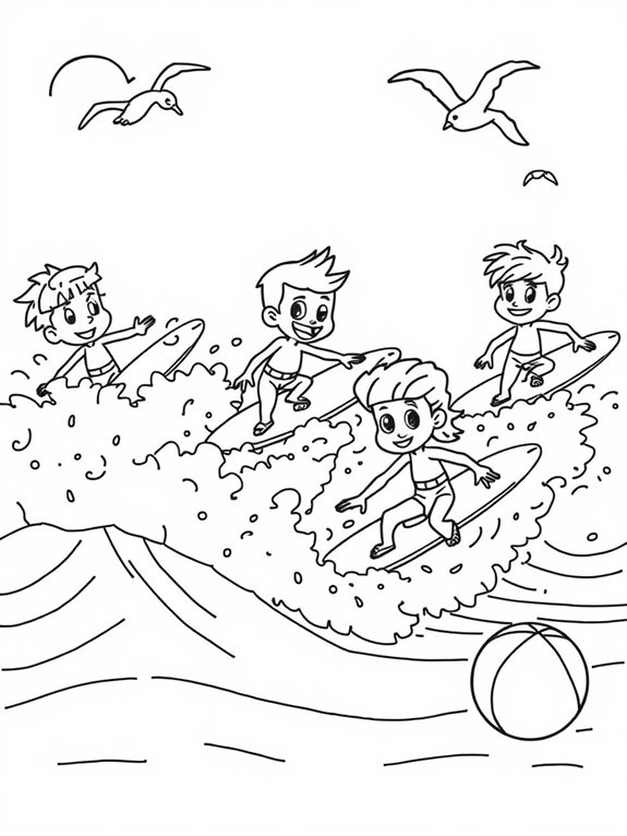 cartoon surfer coloring page