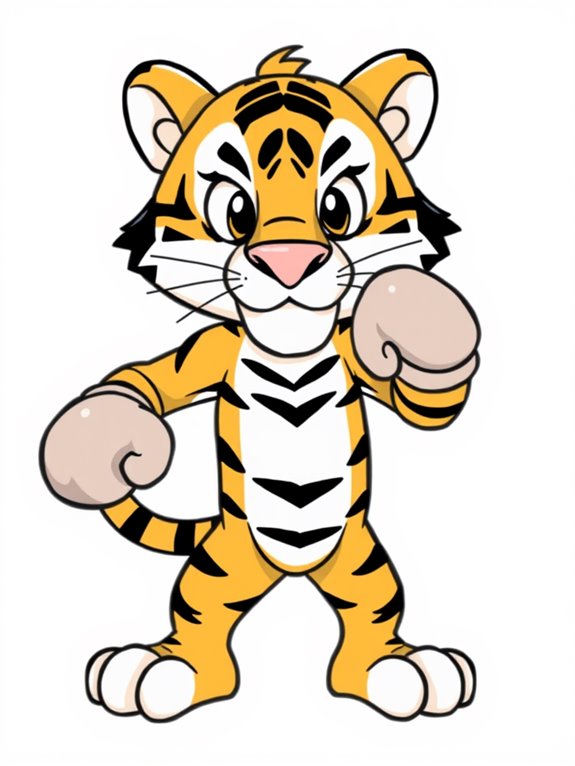 cartoon tiger boxing illustration