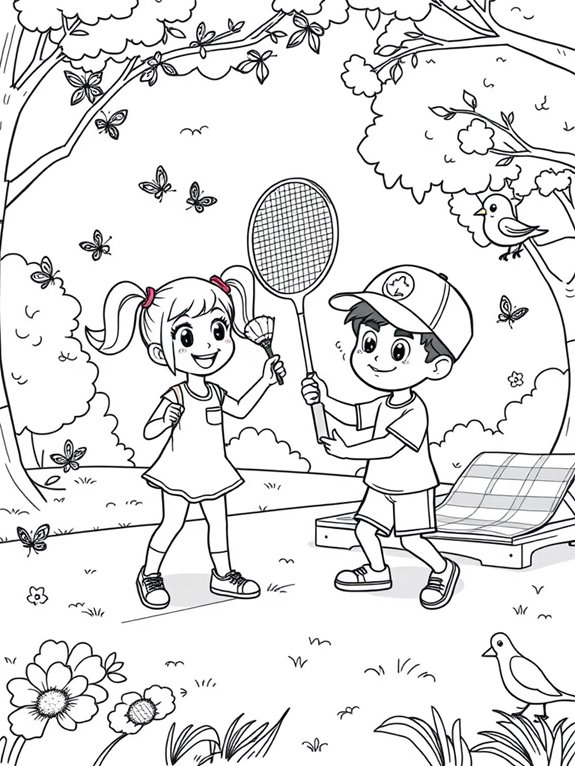 charming badminton coloring page