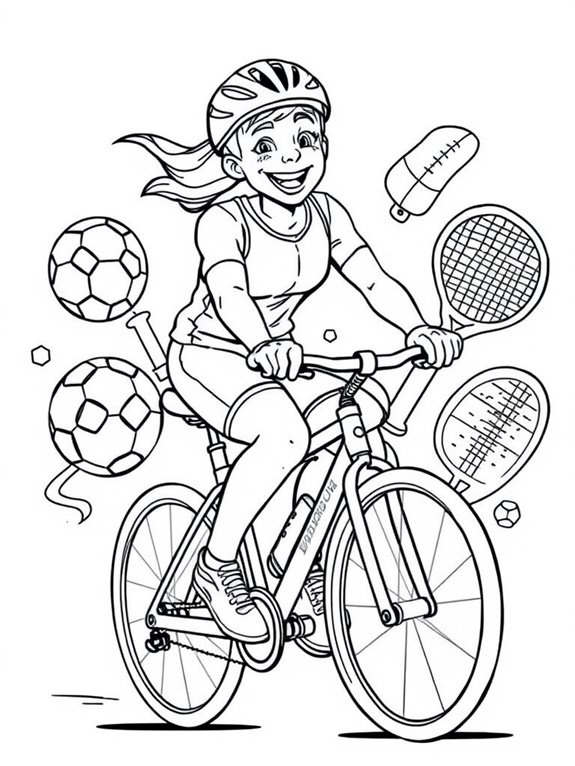 cheerful athlete riding bike