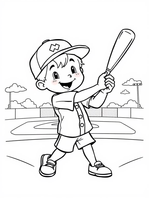 cheerful child hitting home run