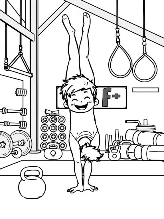 cheerful gymnastics coloring page