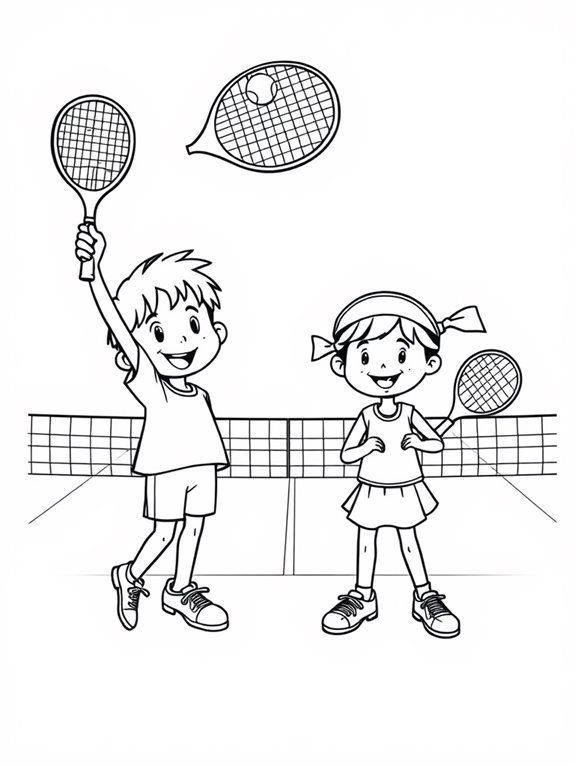 cheerful kids tennis serve