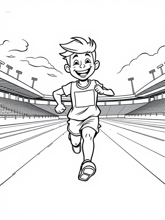 cheerful runner coloring page