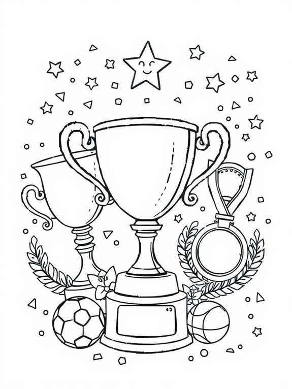 cheerful trophies for coloring