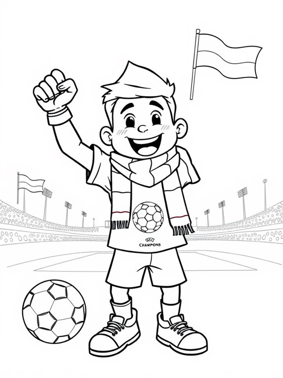 cheerful uefa fan coloring page