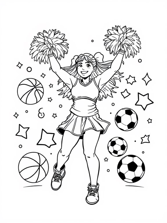 cheerleader coloring page activity