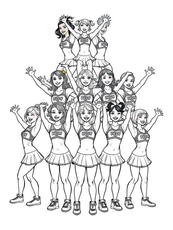 cheerleading pyramid coloring page