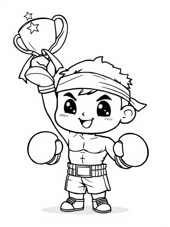 chibi boxer holding trophy