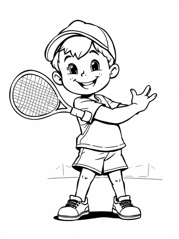 child playing tennis fun