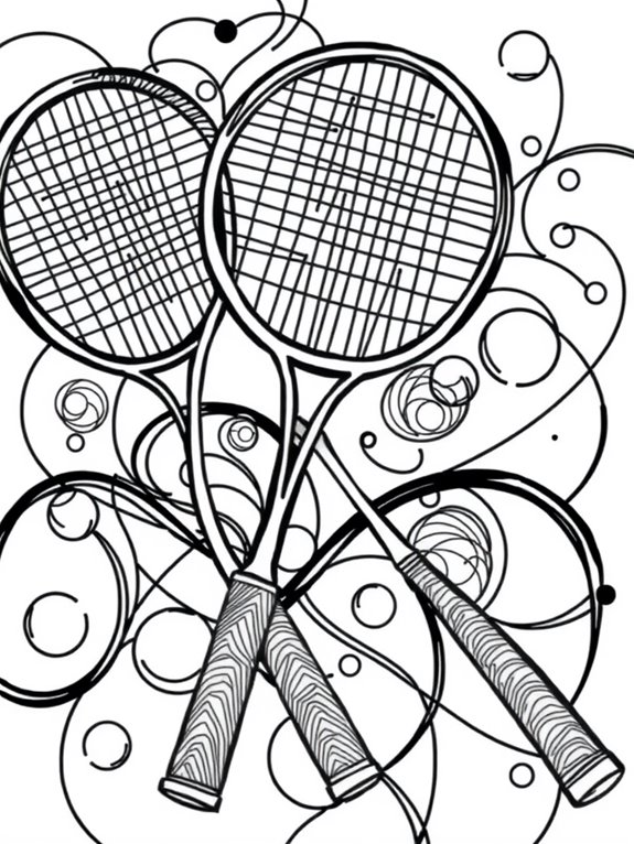 colorful abstract tennis rackets