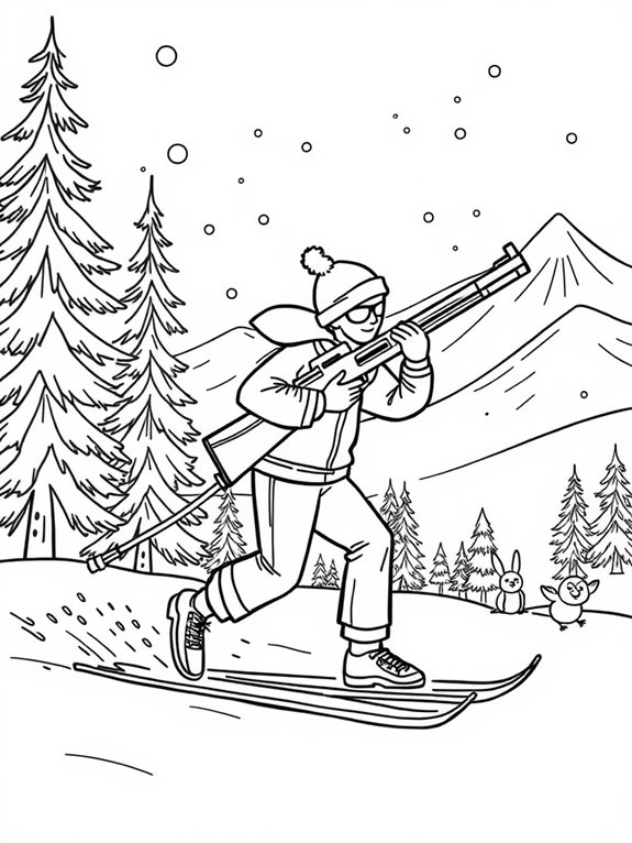 colorful biathlon activity scene