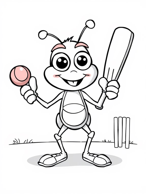 colorful cartoon cricket illustration