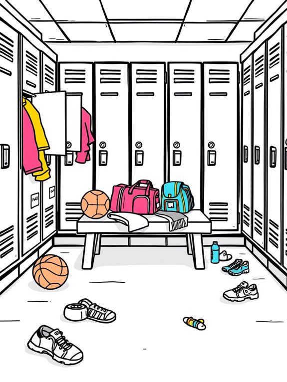 colorful cartoon locker room