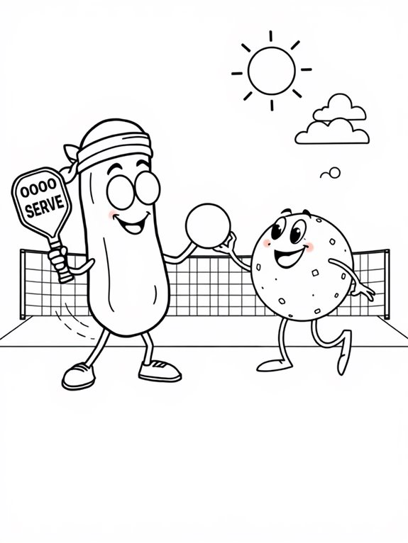 colorful cartoon pickleball characters