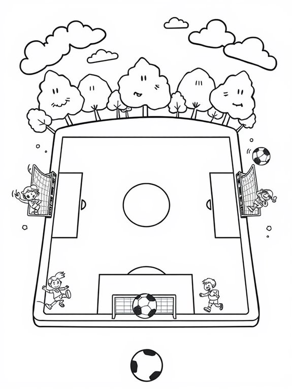 colorful cartoon soccer field