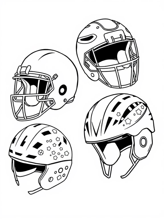 colorful cartoon sports helmets