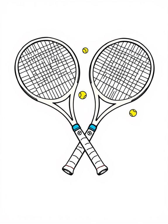 colorful cartoon tennis rackets