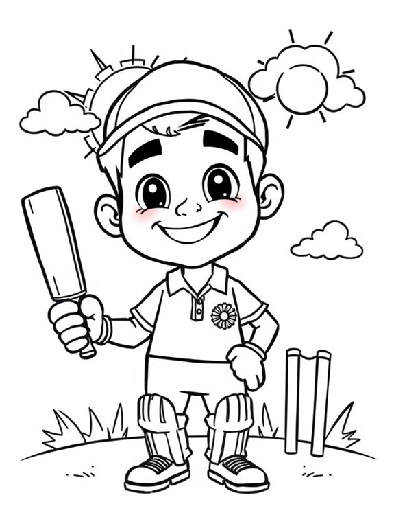 colorful cricketer character art