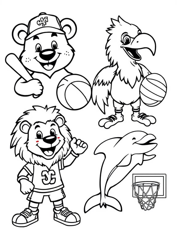 colorful sports mascots activity