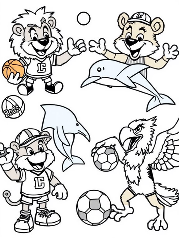 colorful sports mascots fun