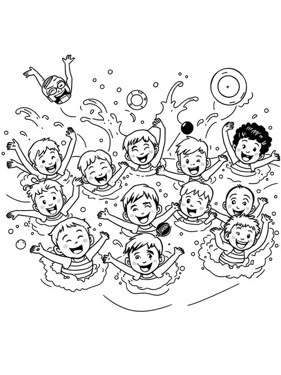 colorful swimmers coloring page