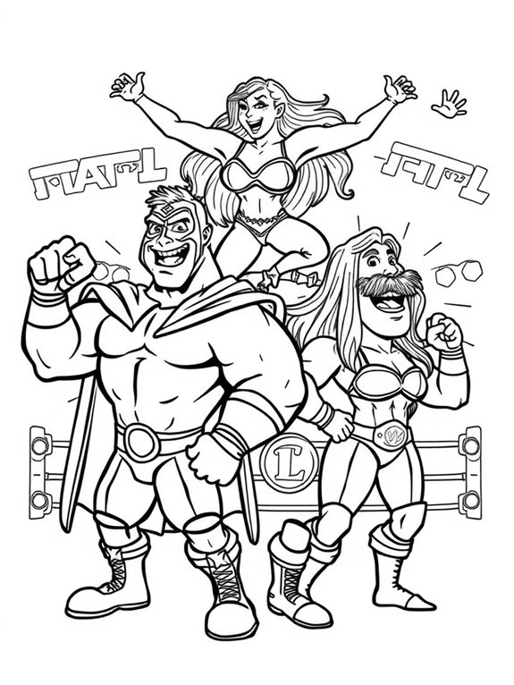 colorful wrestlers coloring page