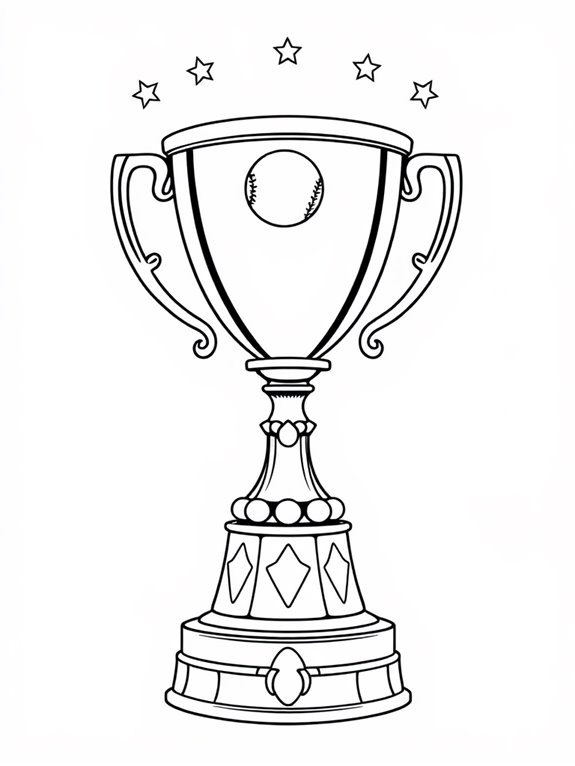 coloring page baseball trophy