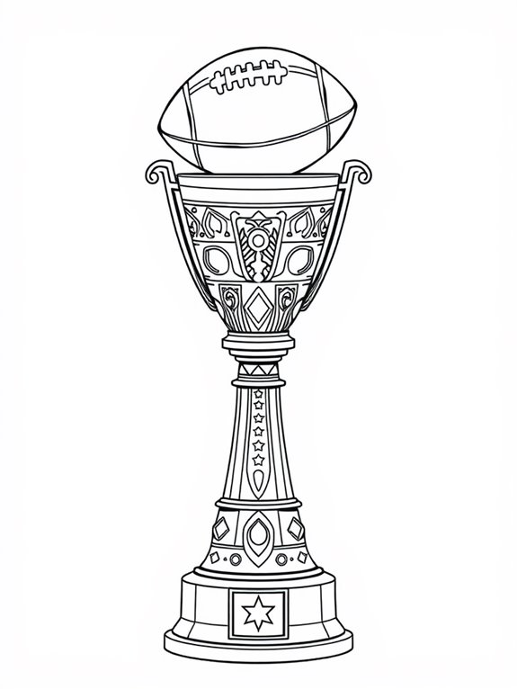 coloring page football trophy