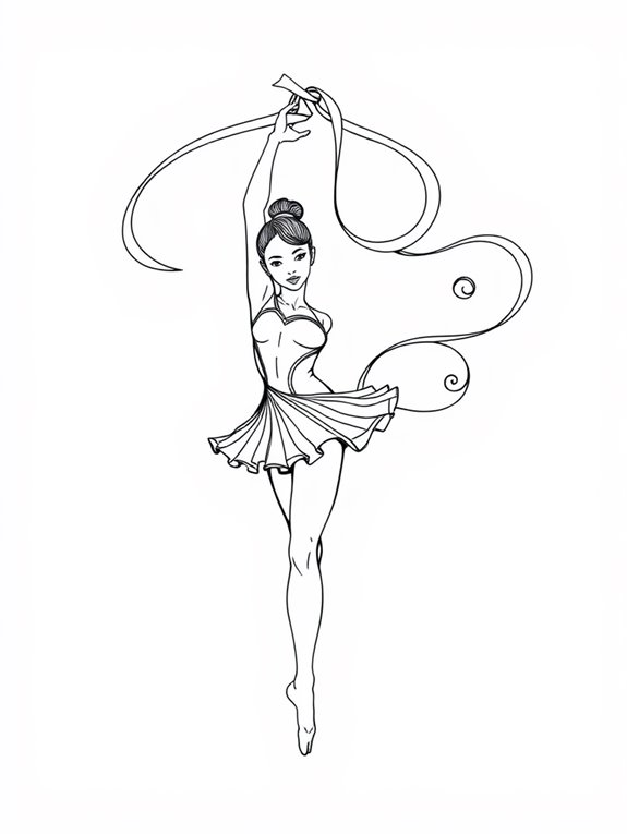 coloring page gymnastics ribbon