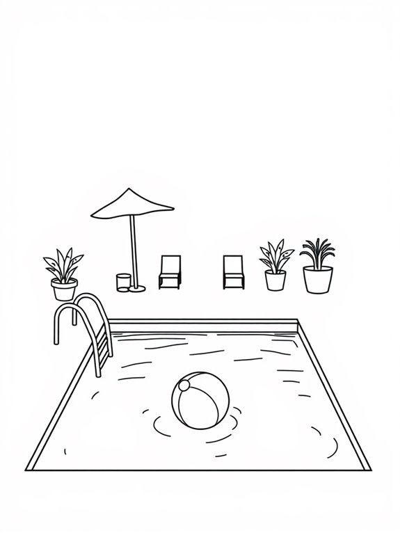 coloring page swimming pool