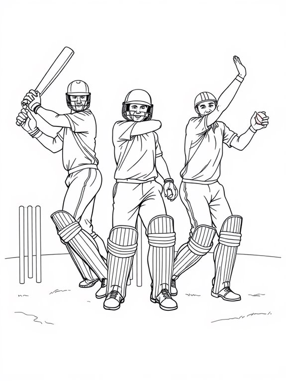 cricket players coloring page