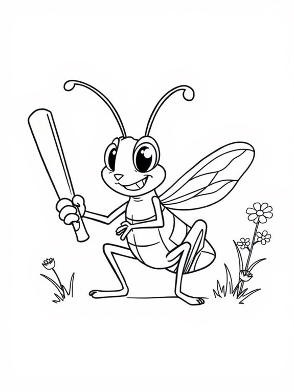 cricket themed coloring page