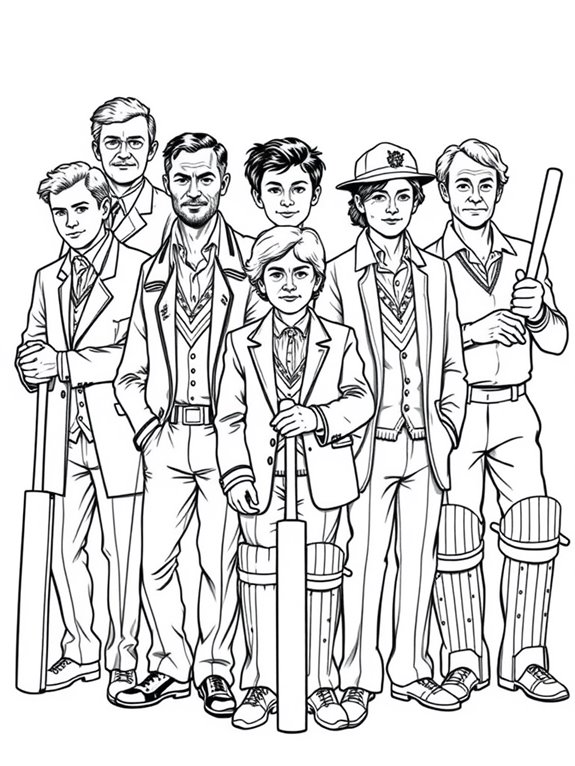 cricketers in historical costumes